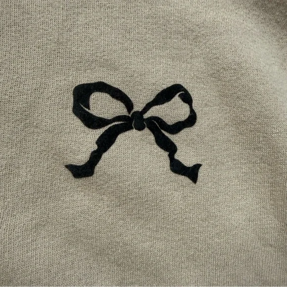 Wild Fable Cream Taupe Cropped Mock Turtleneck With Bow - Picture 4 of 6